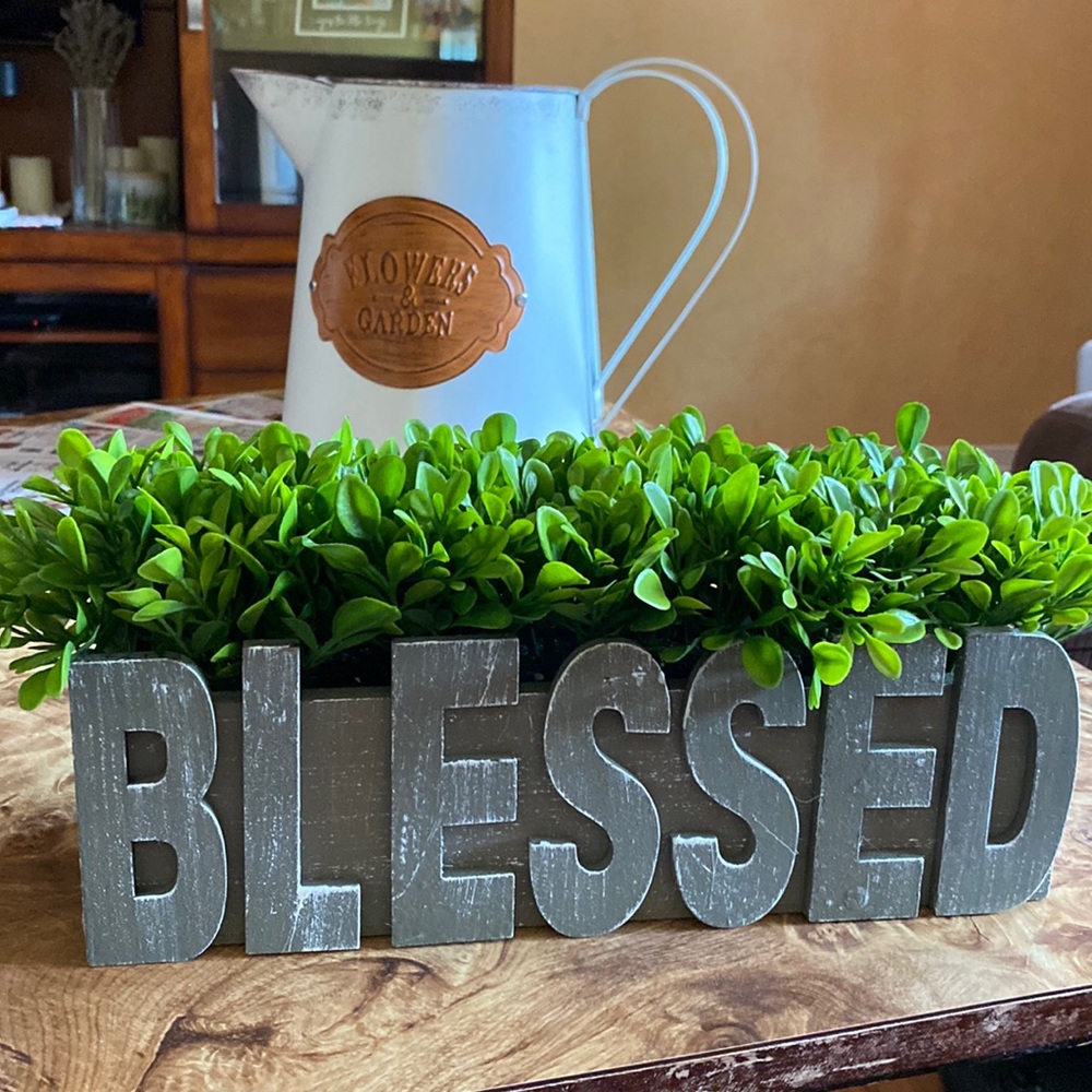 Decorative Faux Boxwood in Blessed planter